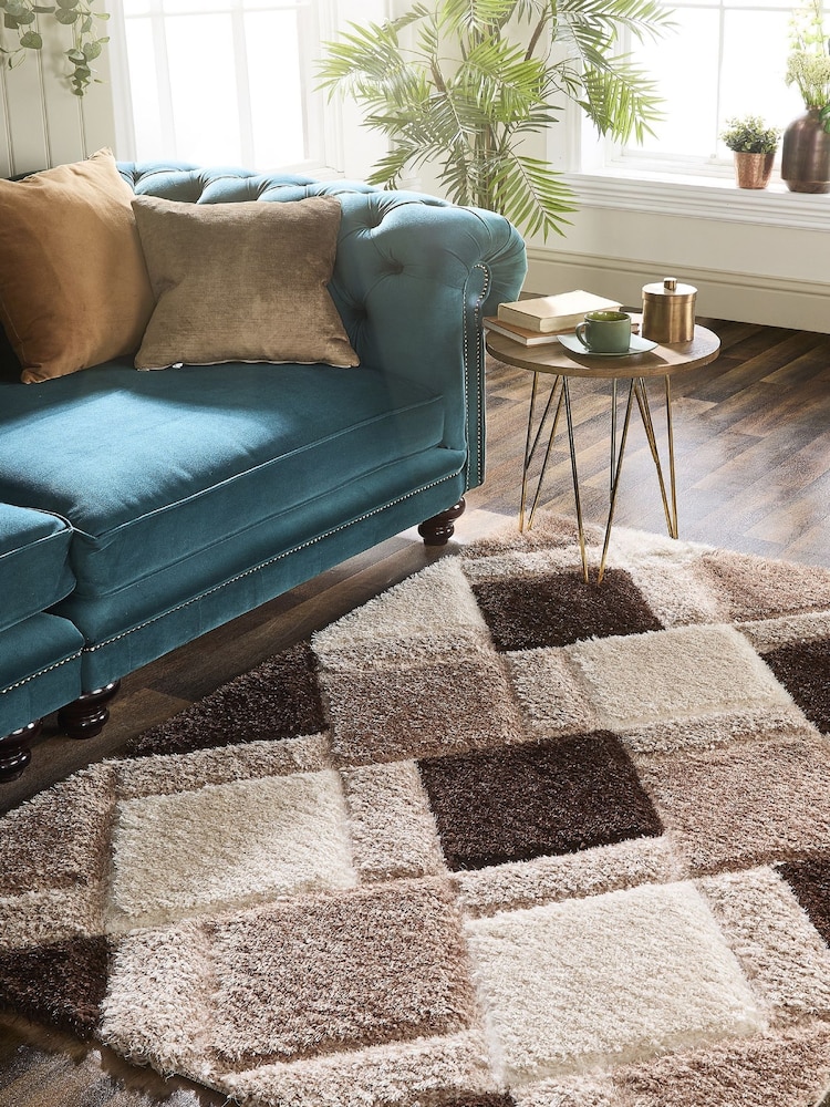 Origin Rug Collection. Beige 3D GEO Shaggy Runner - Image 1 of 4