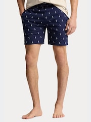 Polo Ralph Lauren Navy Blue All-Over Pony Print Jersey Shorts - Image 1 of 4