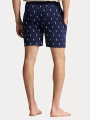 Polo Ralph Lauren Navy Blue All-Over Pony Print Jersey Shorts - Image 2 of 4