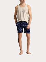 Polo Ralph Lauren Navy Blue All-Over Pony Print Jersey Shorts - Image 3 of 4