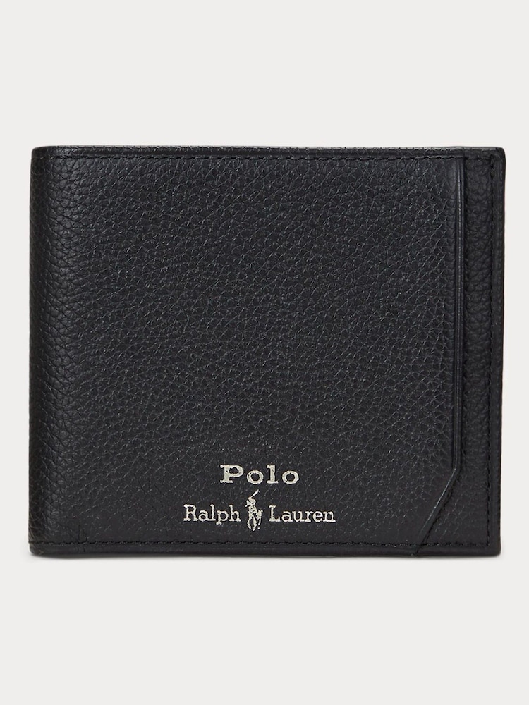 Polo Ralph Lauren Black Pebble Leather Billfold Logo Wallet - Image 1 of 3