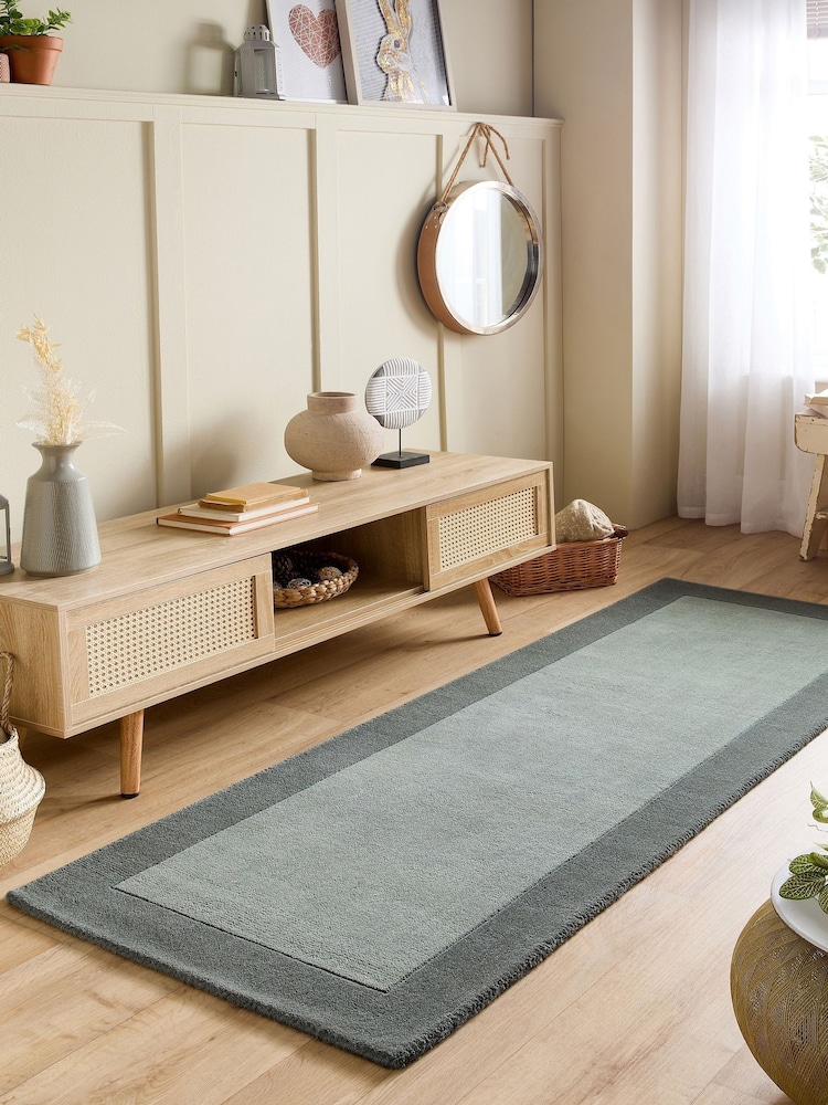 Origin Rug Collection Green Borders Wool Runner - Image 1 of 4