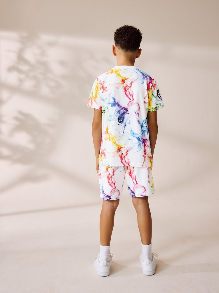 White/Multi Bright Regular Fit Graphic Regular Fit Short Sleeve T-Shirt and Shorts Set (3-16yrs) - Image 2 of 8