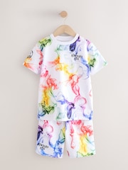 White/Multi Bright Regular Fit Graphic Regular Fit Short Sleeve T-Shirt and Shorts Set (3-16yrs) - Image 5 of 8