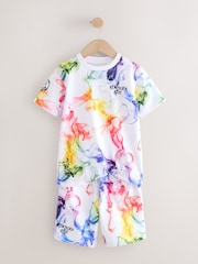 White/Multi Bright Regular Fit Graphic Regular Fit Short Sleeve T-Shirt and Shorts Set (3-16yrs) - Image 6 of 8