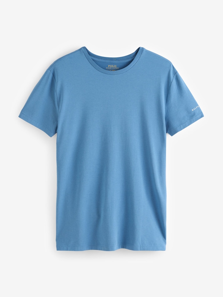 Polo Ralph Lauren Khaki/Blue/Cream Classic Crew Neck 3-Pack T-Shirts - Image 2 of 4