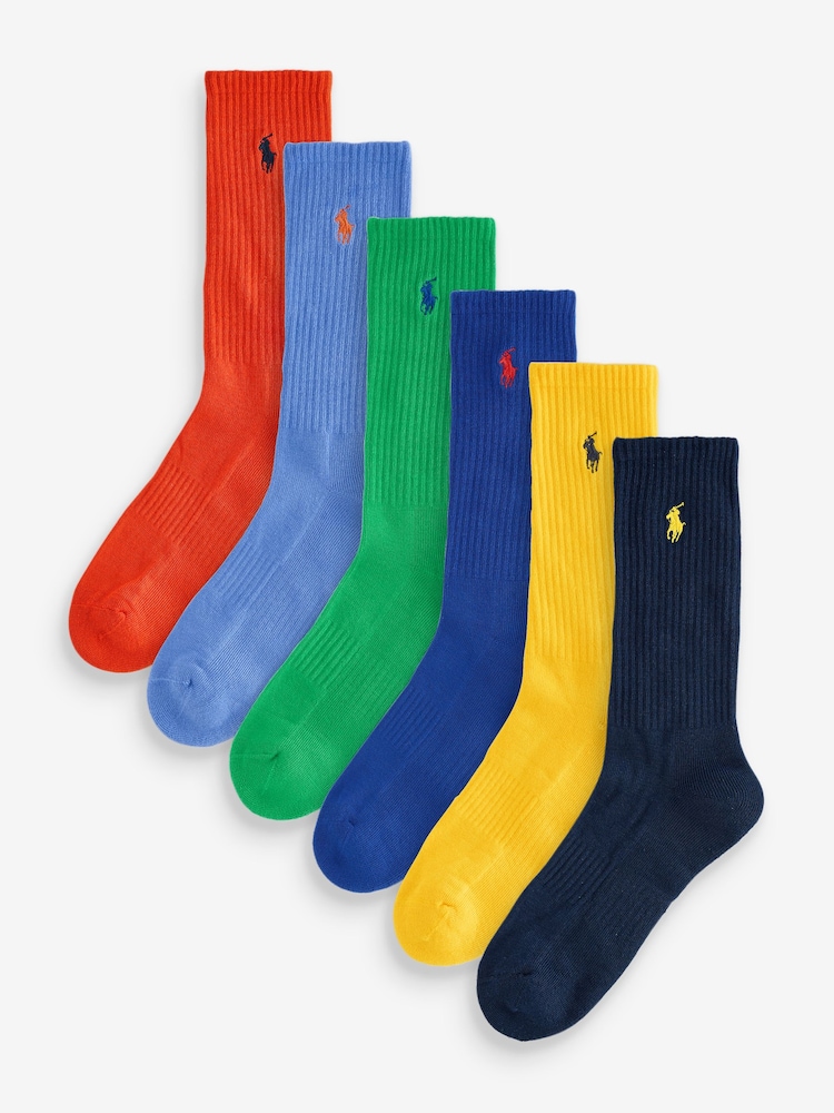 Polo Ralph Lauren Multi Solids Crew Socks 6 Pack - Imagen 1 de 7