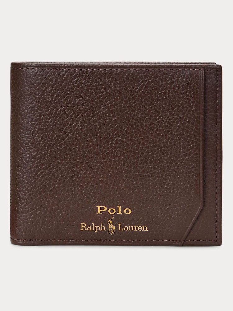 Polo Ralph Lauren Brown Pebble Leather Billfold Logo Wallet - Image 1 of 3