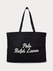 Polo Ralph Lauren Black Embroidered Logo Canvas Tote Bag - Image 1 of 6