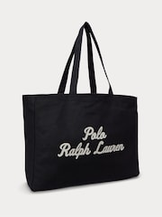 Polo Ralph Lauren Black Embroidered Logo Canvas Tote Bag - Image 3 of 6