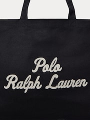 Polo Ralph Lauren Black Embroidered Logo Canvas Tote Bag - Image 5 of 6