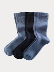 Polo Ralph Lauren Blue Pony Logo Ribbed Crew Socks 3 Pack - Image 1 of 1