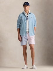 Классические пляжные шорты из ткани сирсакер с логотипом Polo Ralph Lauren Traveller - Изображение 4 из 5