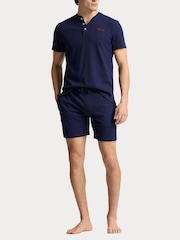 Polo Ralph Lauren Navy Blue Waffle Henley Button Collar T-Shirt - Image 3 of 4