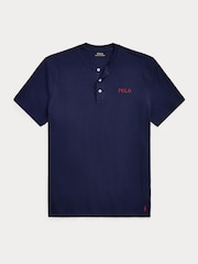 Polo Ralph Lauren Navy Blue Waffle Henley Button Collar T-Shirt - Image 4 of 4