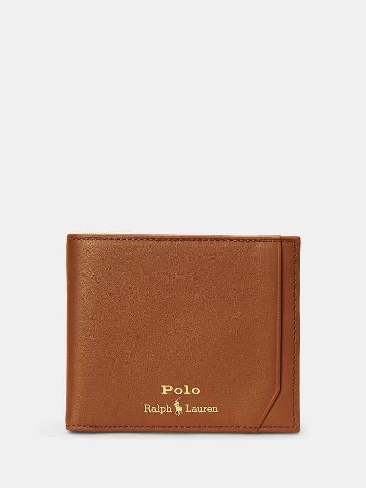 Polo Ralph Lauren Brown Smooth Leather Billfold Logo Wallet - Image 1 of 3