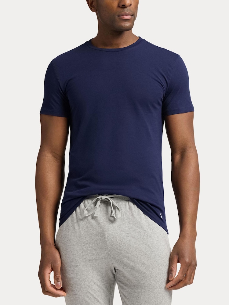 Niebieski - Polo Ralph Lauren Slim 100% Cotton T-Shirts 3 Pack - Image 4 of 5
