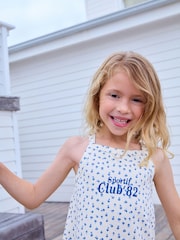 Ecru Ditsy Rib Racer Summer Dress (3-16yrs) - Image 4 of 7