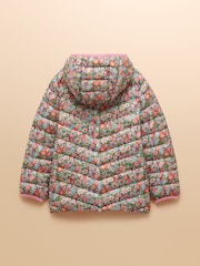 Joules Kids' Cairn Multi Ditsy Showerproof Padded Coat with Hood - Image 2 of 4