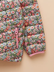 Joules Kids' Cairn Multi Ditsy Showerproof Padded Coat with Hood - Image 3 of 4