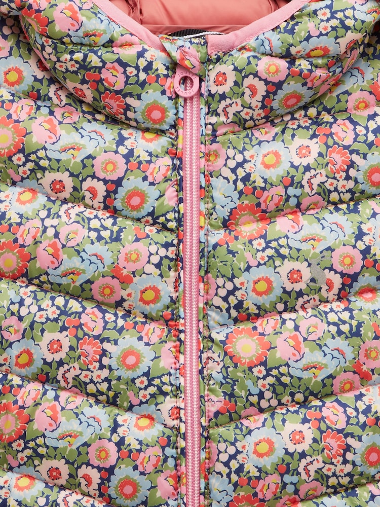 Joules Kids' Cairn Multi Ditsy Showerproof Padded Coat with Hood - Image 4 of 4