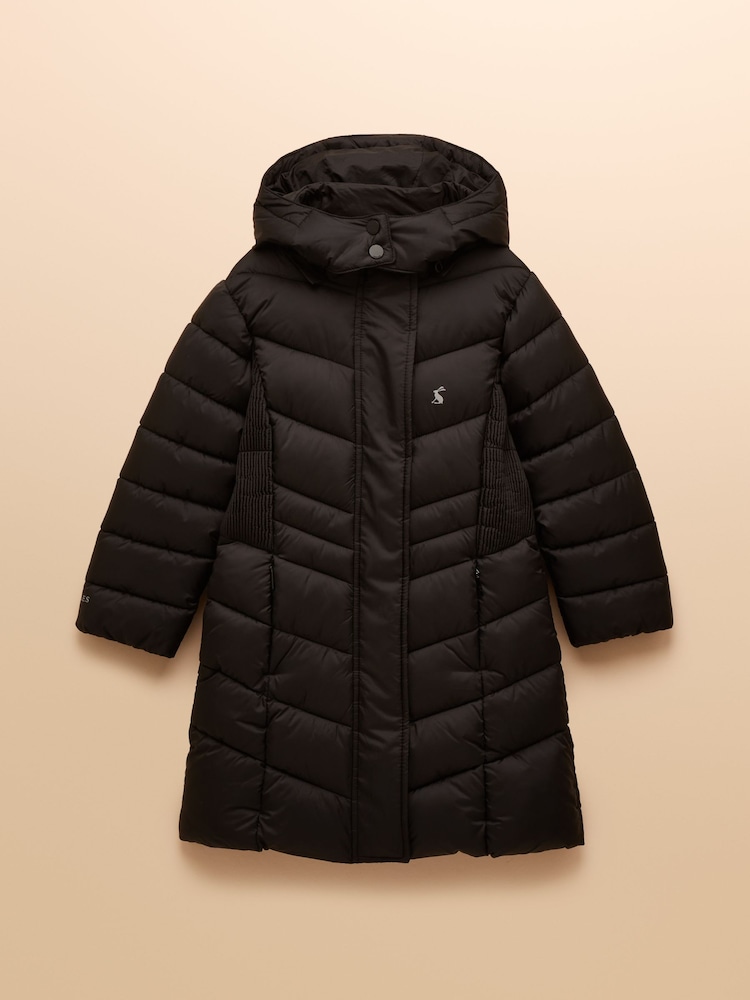 Joules Girls' Pembury Black Showerproof Padded Coat - Image 1 of 4