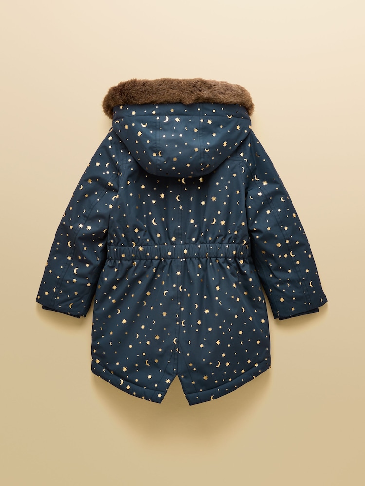 Joules Girls' Alix Navy Blue Waterproof Parka Coat - Image 2 of 6 Joules Girls' Alix Navy Blue Waterproof Parka Coat - Image 2 of 6