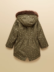 Joules Girls' Alix Khaki Green Waterproof Parka Coat - Image 5 of 7