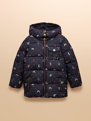 Joules Girls' Emmeline Navy Horse Showerproof Padded Coat - Image 1 of 4