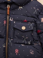 Joules Girls' Emmeline Navy Horse Showerproof Padded Coat - Image 3 of 4