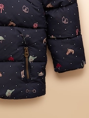Joules Girls' Emmeline Navy Horse Showerproof Padded Coat - Image 4 of 4