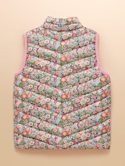 Joules Girls' Crofton Gilet Multi Floral Showerproof Padded Gilet - Image 1 of 4