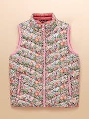 Joules Girls' Crofton Gilet Multi Floral Showerproof Padded Gilet - Image 2 of 4