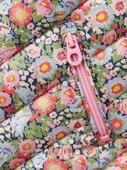 Joules Girls' Crofton Gilet Multi Floral Showerproof Padded Gilet - Image 3 of 4