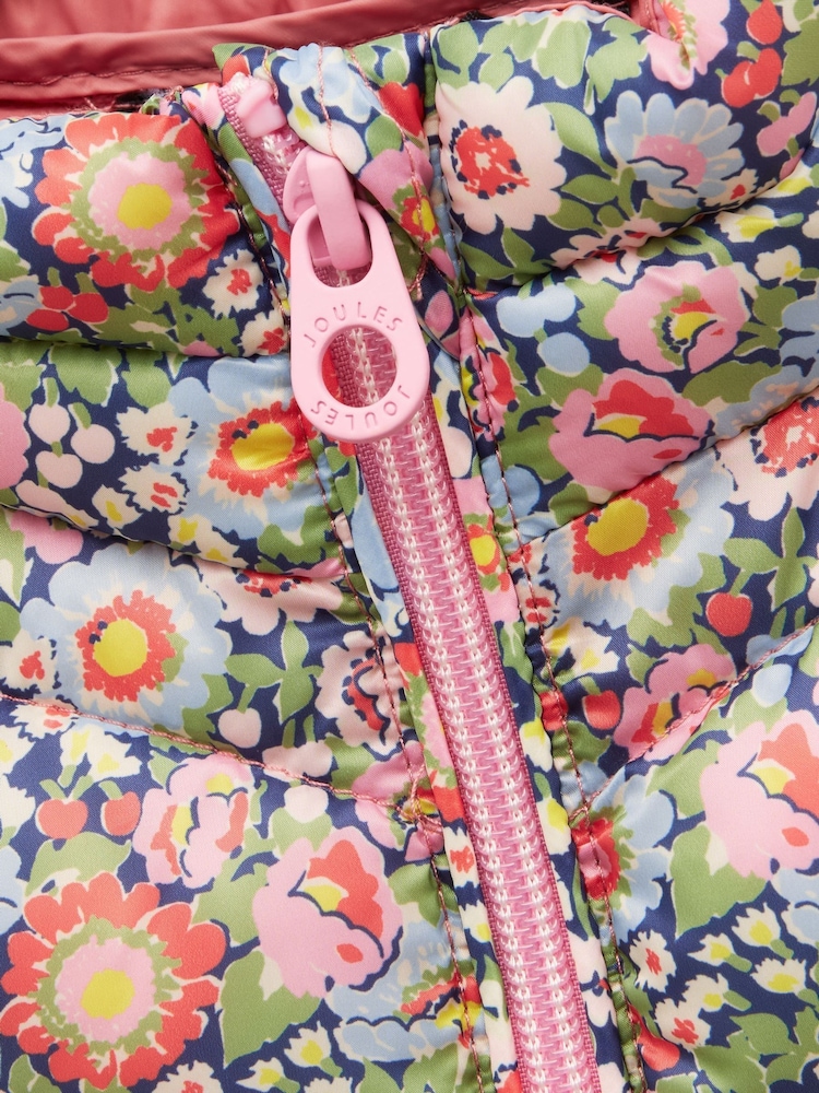 Joules Girls' Crofton Gilet Multi Floral Showerproof Padded Gilet - Image 4 of 4 Joules Girls' Crofton Gilet Multi Floral Showerproof Padded Gilet - Image 4 of 4