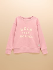 Joules Kids' Sundaze Pink Crew Neck Sweatshirt - Image 1 of 5