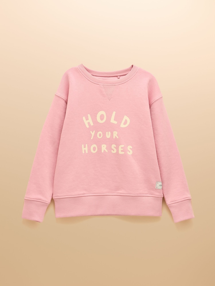 Joules Kids' Sundaze Pink Crew Neck Sweatshirt - Image 1 of 5
