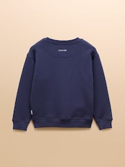 Joules Girls' Mackenzie Navy Horse Embroidered Artwork Sweatshirt With Faux Faur Lining - Image 2 of 5