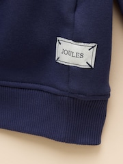 Joules Girls' Mackenzie Navy Horse Embroidered Artwork Sweatshirt With Faux Faur Lining - Image 4 of 5