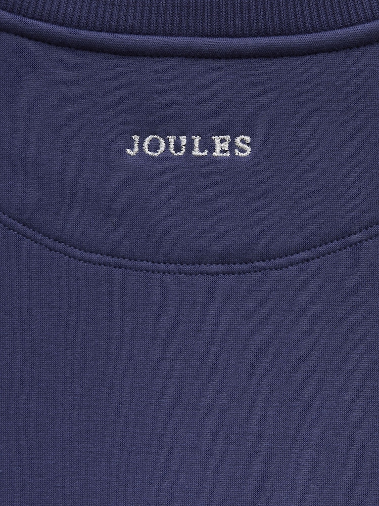 Joules Girls' Mackenzie Navy Horse Embroidered Artwork Sweatshirt With Faux Faur Lining - Image 5 of 5