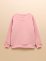 Rožnata konji - Joules dekleta' Mackenzie Embroidered Artwork zgornji del trenirke; športna majica s podlogo iz Faux Faur - Slika 2 iz 3