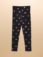 Joules Girls' Deedee Navy Horse Jersey Leggings - Image 2 of 4