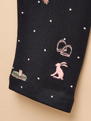 Joules Girls' Deedee Navy Horse Jersey Leggings - Image 3 of 4