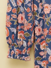 Joules Girls' Hampton Multi Floral Long Sleeve Jersey Dress - Image 6 of 7