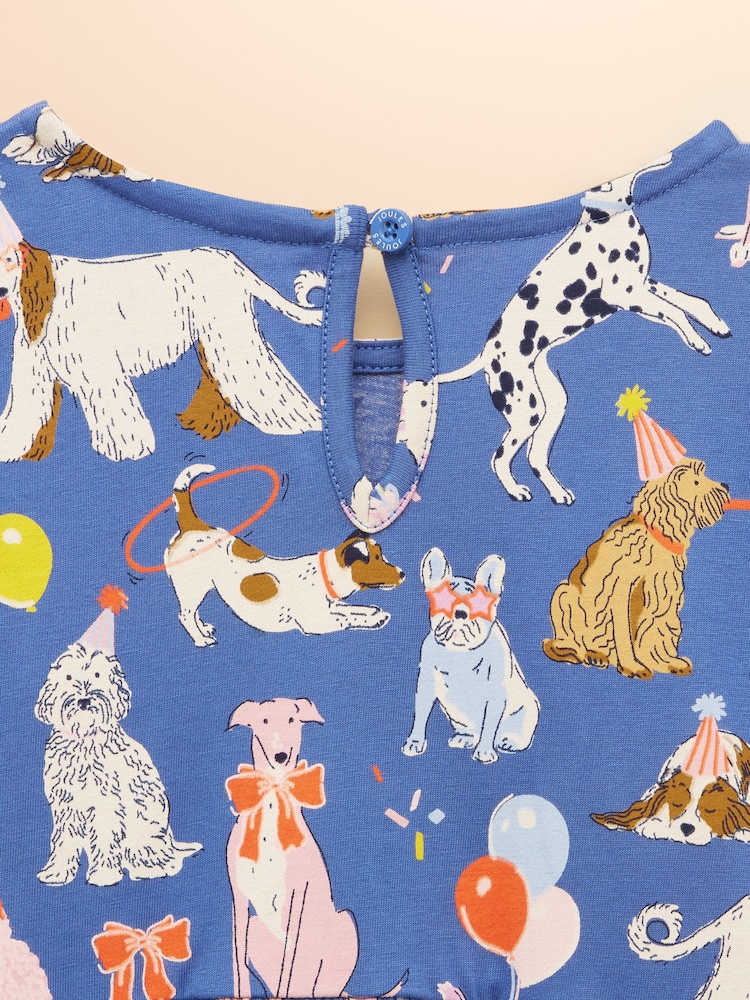 Joules Girls' Hampton Blue Dog Long Sleeve Jersey Dress - Image 4 of 4 Joules Girls' Hampton Blue Dog Long Sleeve Jersey Dress - Image 4 of 4