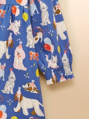 Joules Girls' Hampton Blue Dog Long Sleeve Jersey Dress - Image 6 of 7