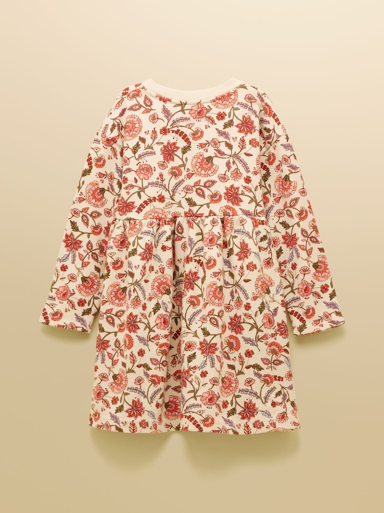 Joules Girls' Emma Cream Floral Long Sleeve Sweat Dress - Image 2 of 5