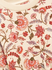 Joules Girls' Emma Cream Floral Long Sleeve Sweat Dress - Image 4 of 5