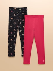 Joules Girls' Deedee Navy Blue Two Pack Leggings - Image 1 of 4