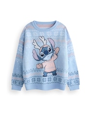 Vanilla Underground Blue Girls Disney Stitch Christmas Jumpers - Image 1 of 6